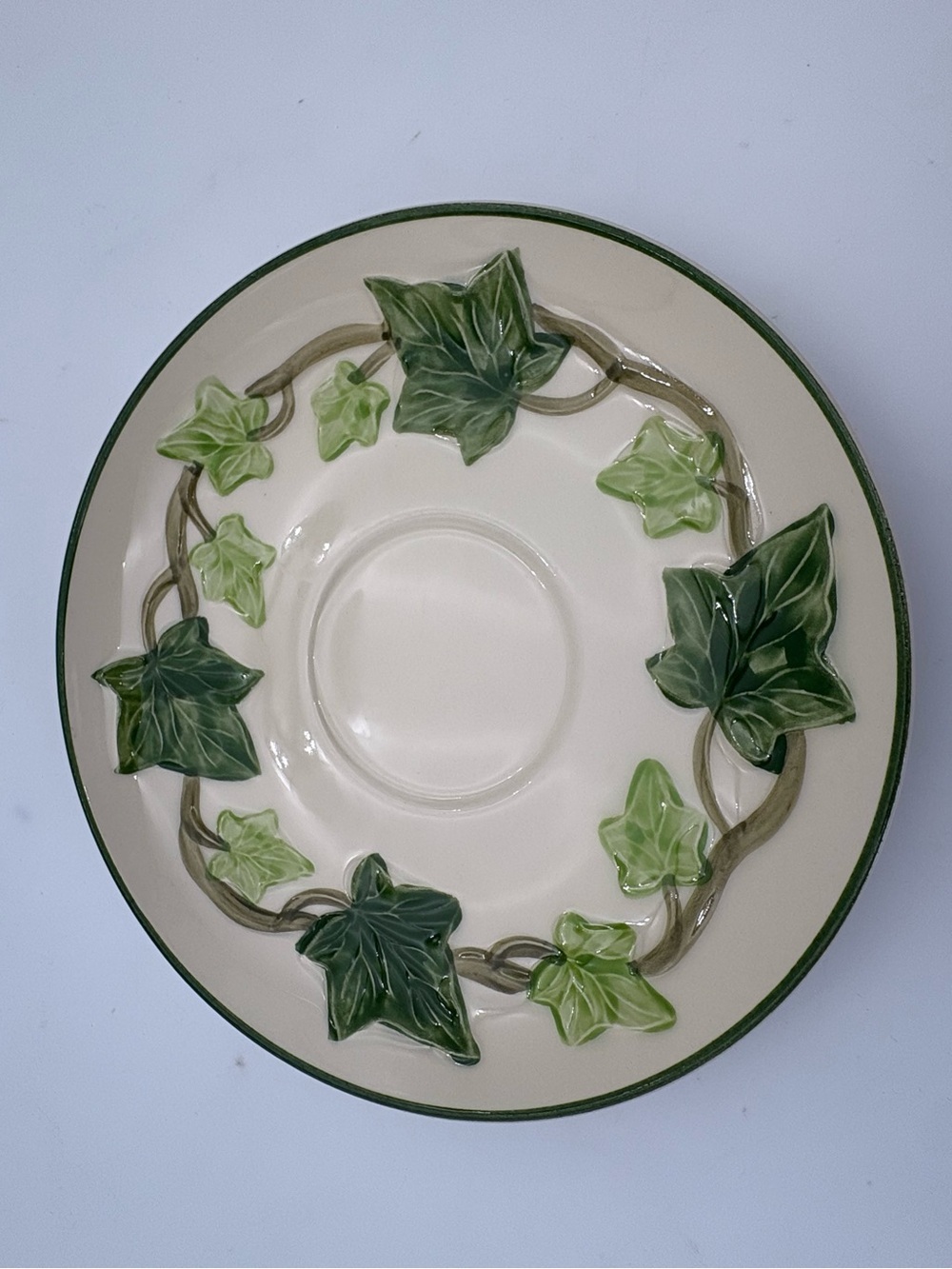 Franciscan Green Ivy Ceramic Saucer with Cream Base